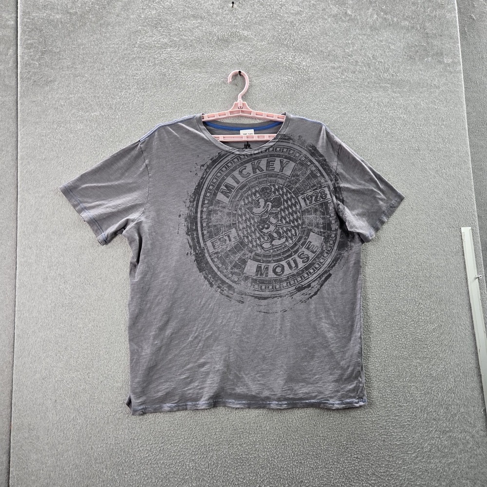 Disney Parks Men Shirt XL Gray Graphic Mickey Mouse Tee Short Sleeve